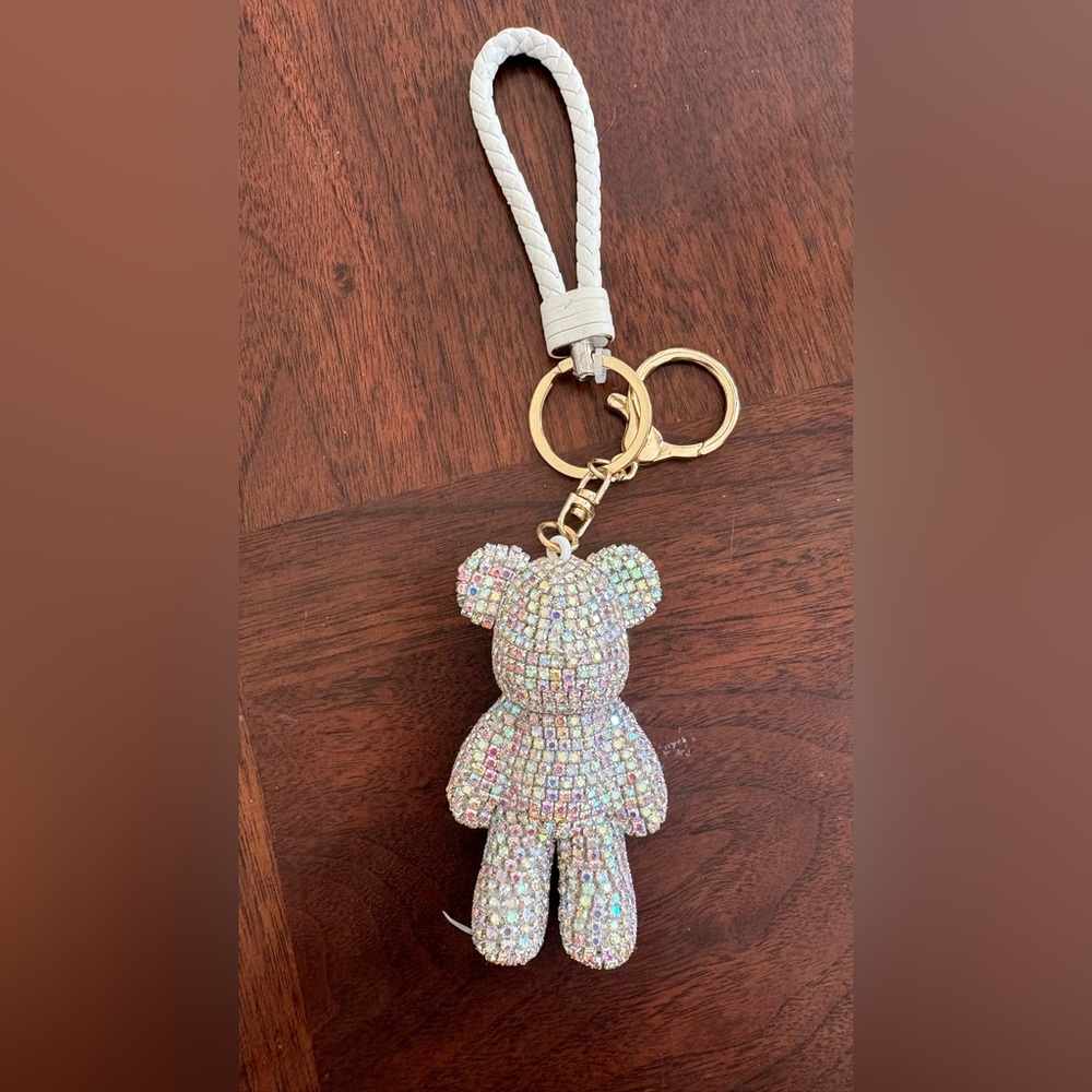 Sparkling Bear Keychain with Gold Accents